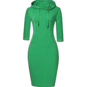 Brand New Miskay Green Hooded Hoodie Knee Length Jersey Knit Dress - Sz 2X